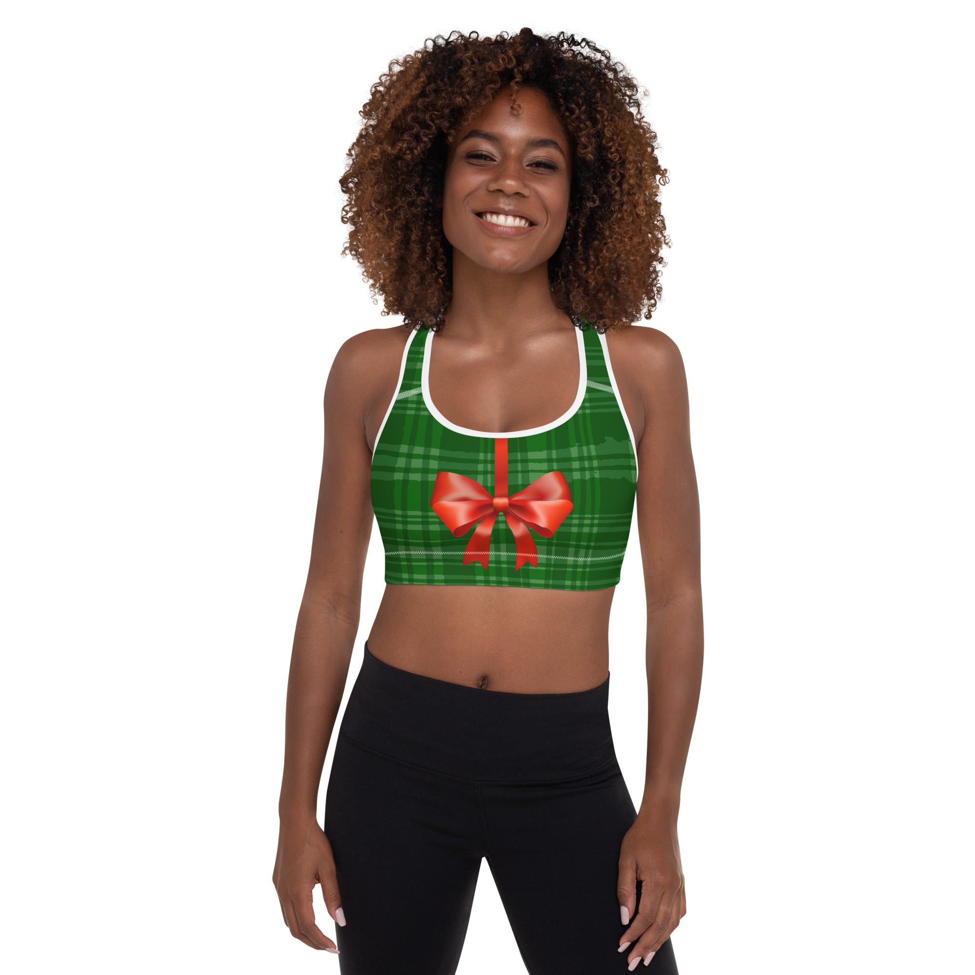 Hanging Christmas Bow Sports Bra